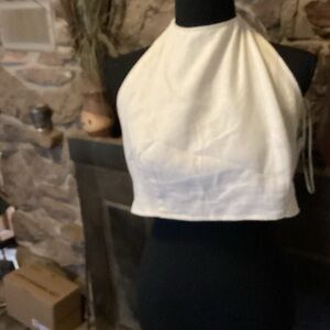 House of Harlow 1960 Ivory Halter Crop Top